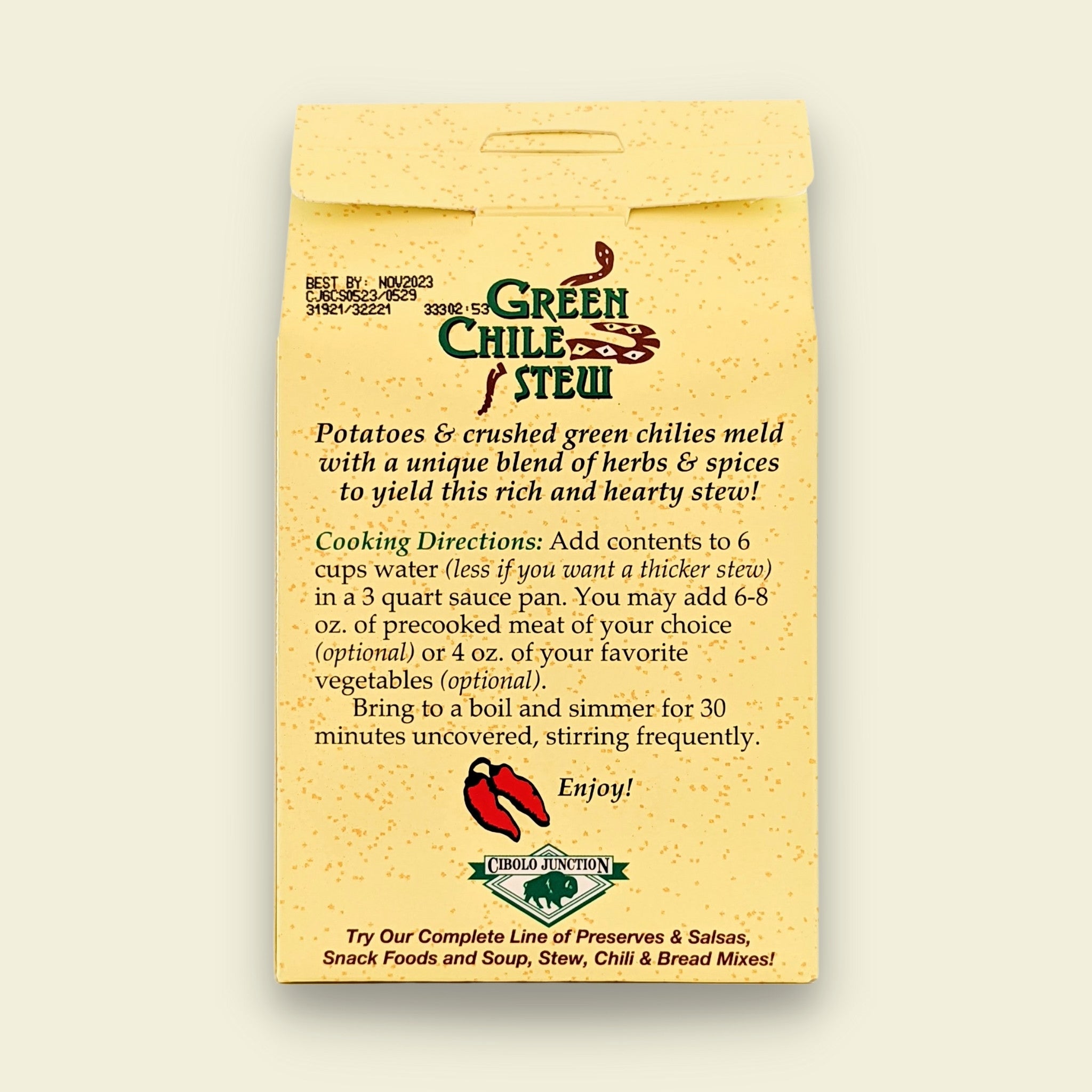 Hatch Green Chile Stew Mix (Case of 12) Cibolo Junction Salsa